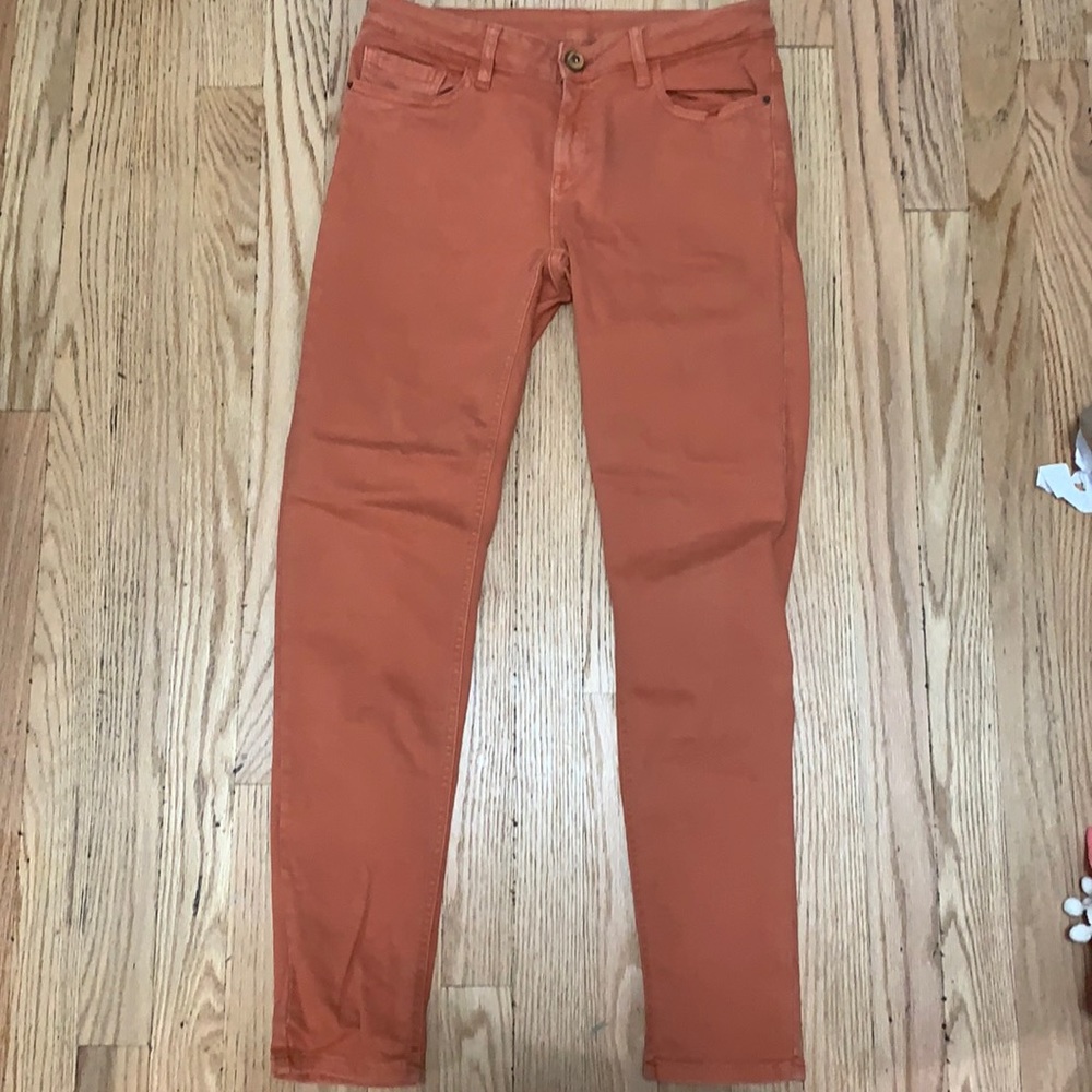 Zara basic 1975 denim skinny leg jeans orange 4